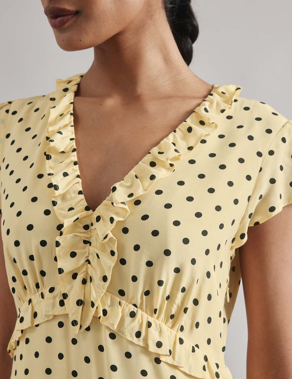 Spot Print V-Neck Midi Skater Dress 7 of 7