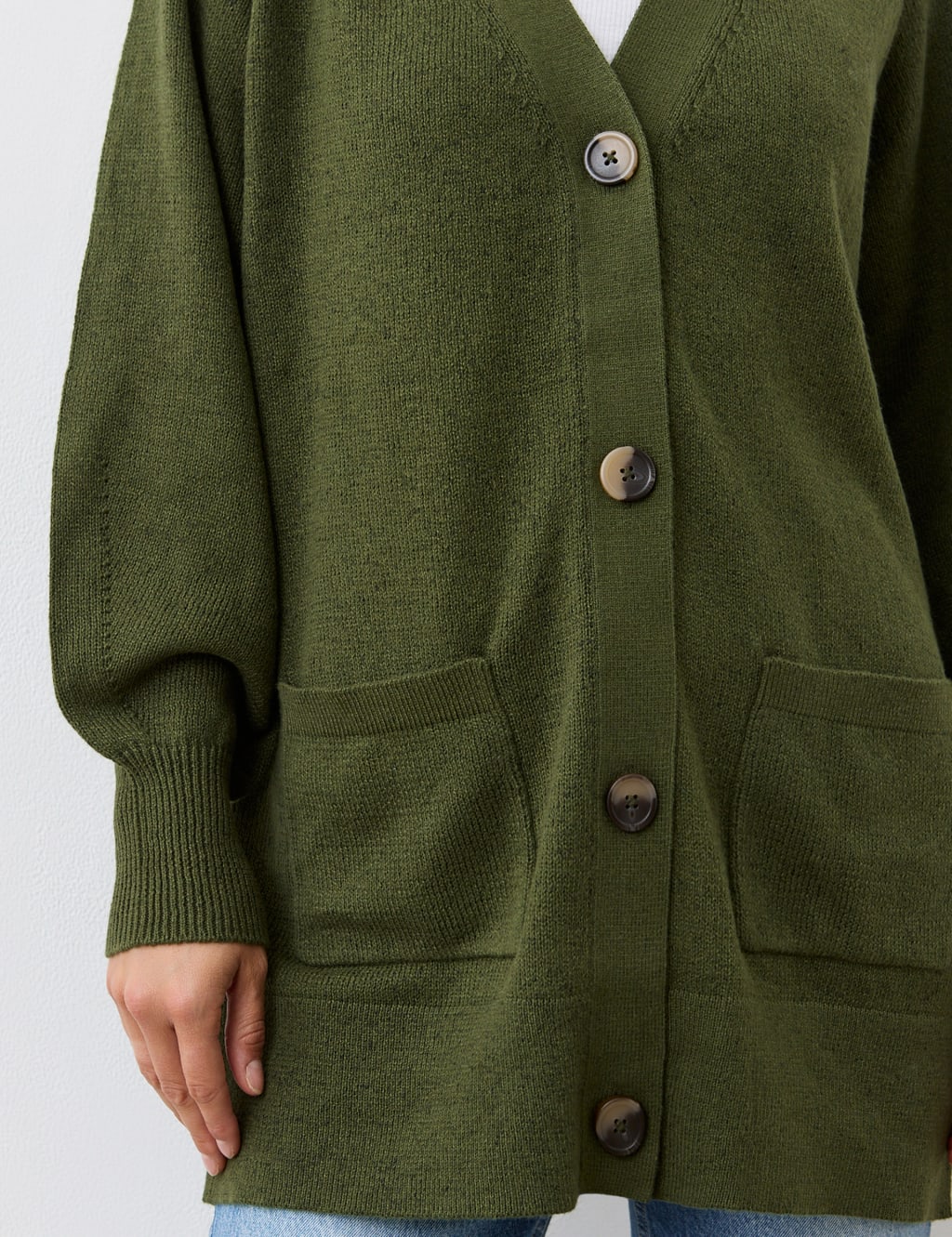 Cotton Rich V-Neck Button Front Cardigan 4 of 4