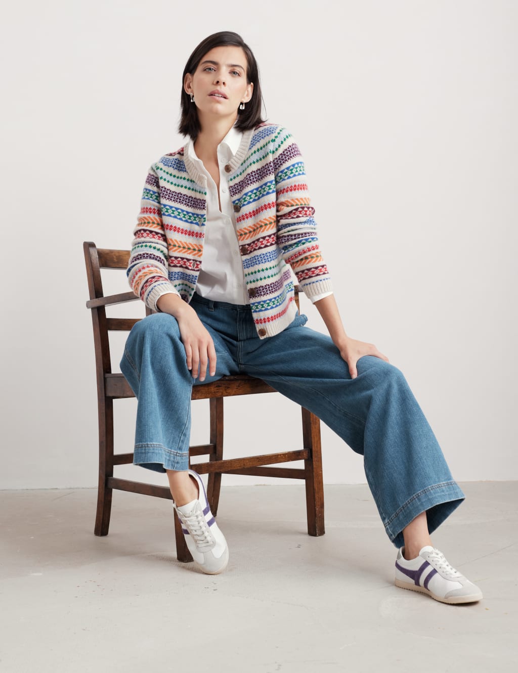 Merino Wool Rich Abstract Slim Fit Cardigan 1 of 4