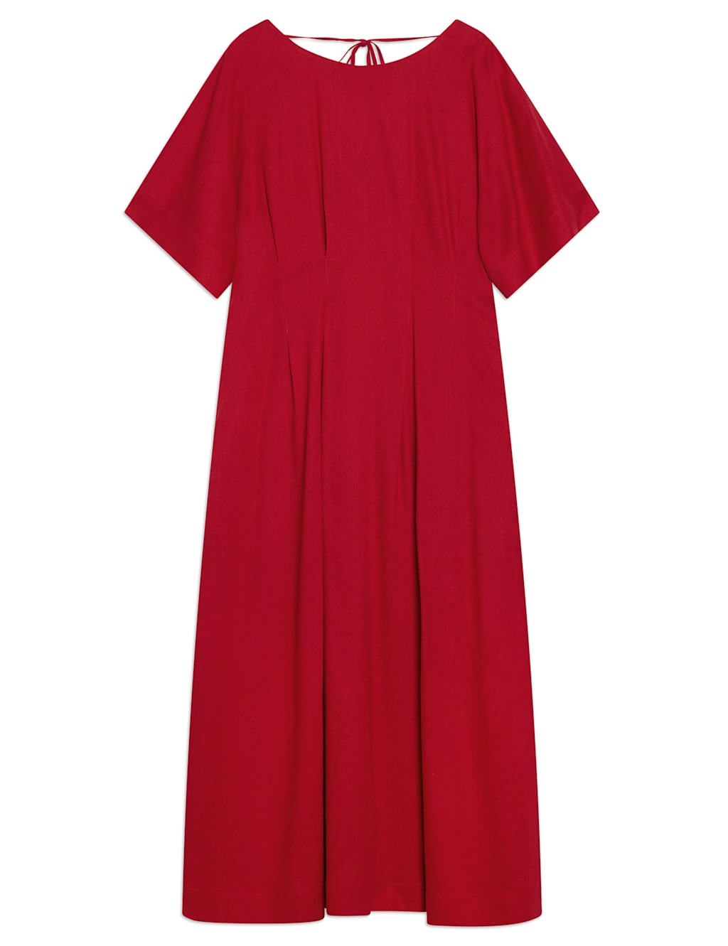 Linen Blend Midi Waisted Dress 2 of 5