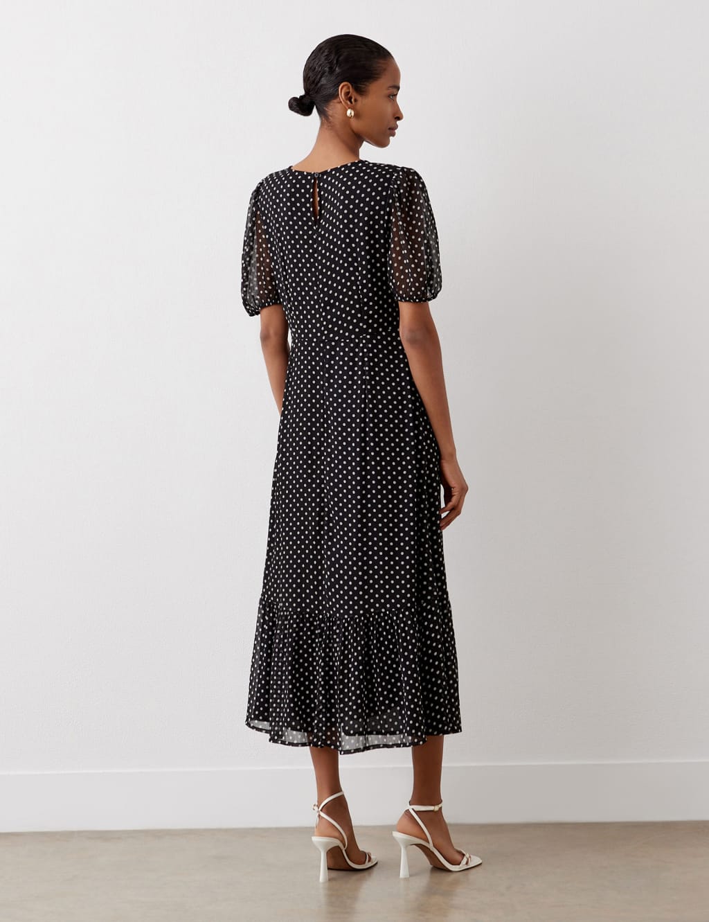 Polka Dot V-Neck Midi Tiered Dress 3 of 4
