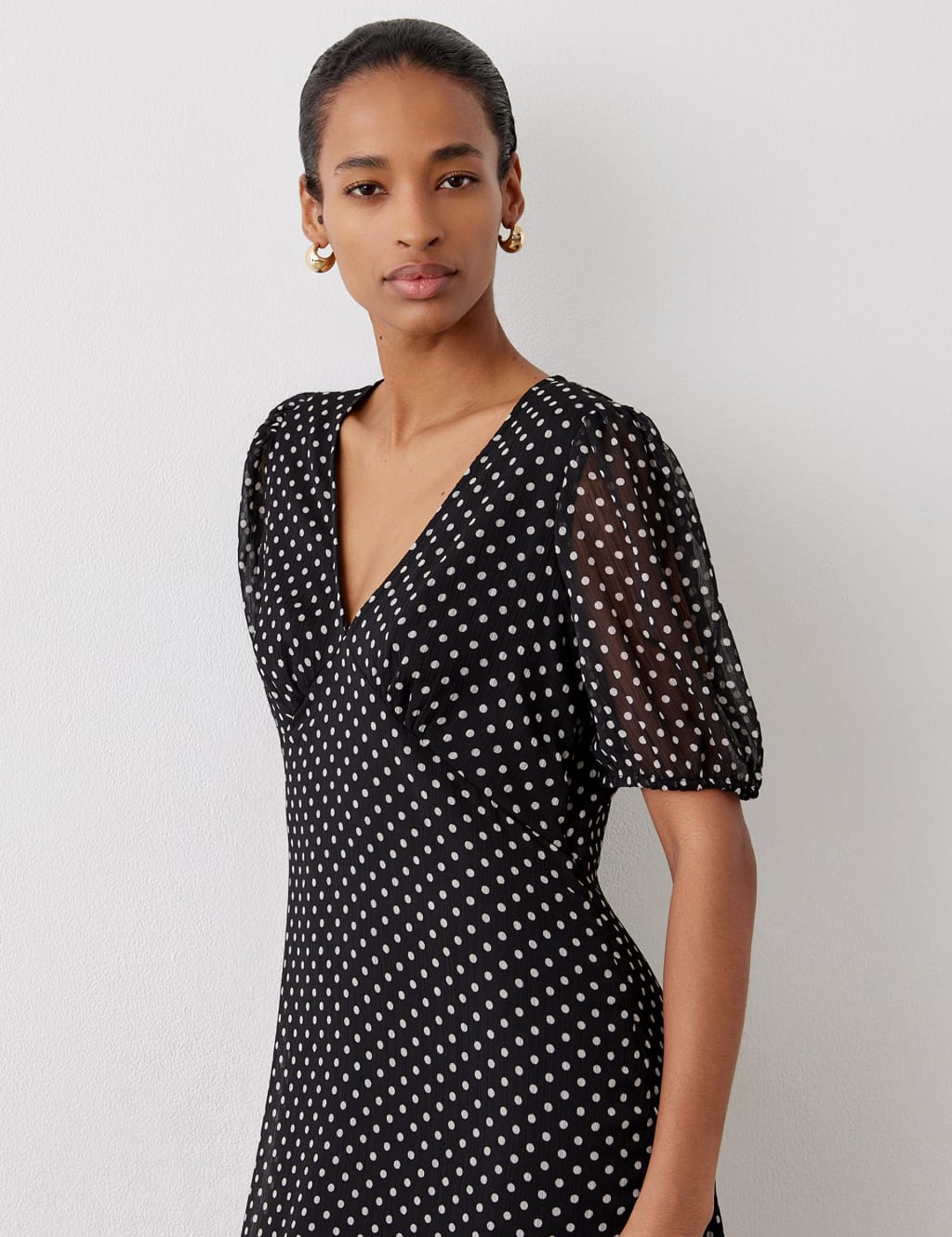Polka dot tiered midi dress new arrivals