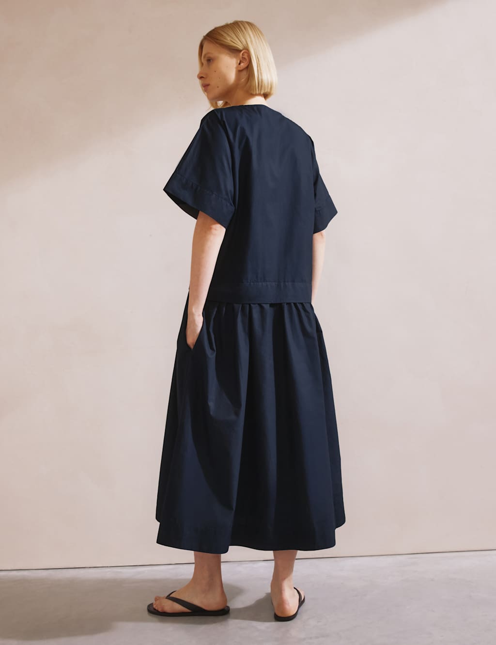 Pure Cotton Dropped Waist Midi Smock Dress 4 of 6