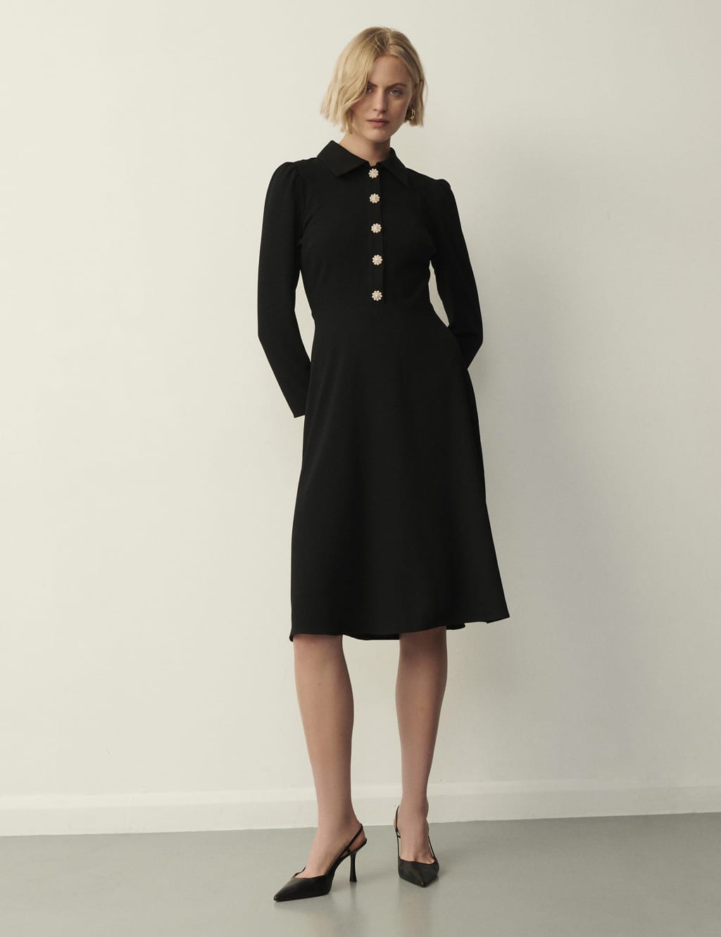 Crepe Midi Shirt Dress 2 of 4