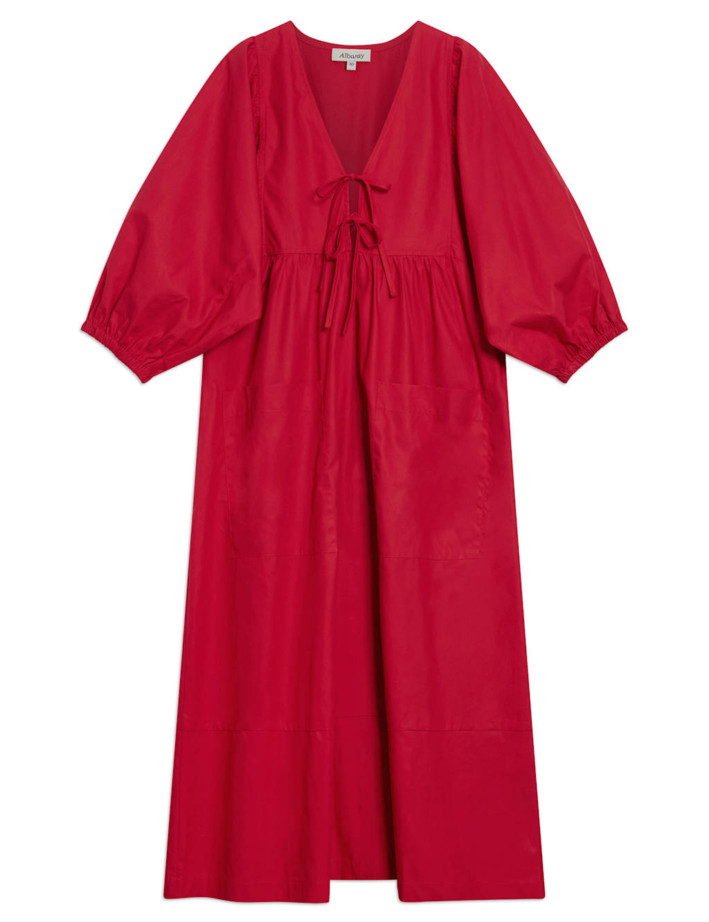 Pure Cotton Tie Neck Midaxi Smock Dress 2 of 5