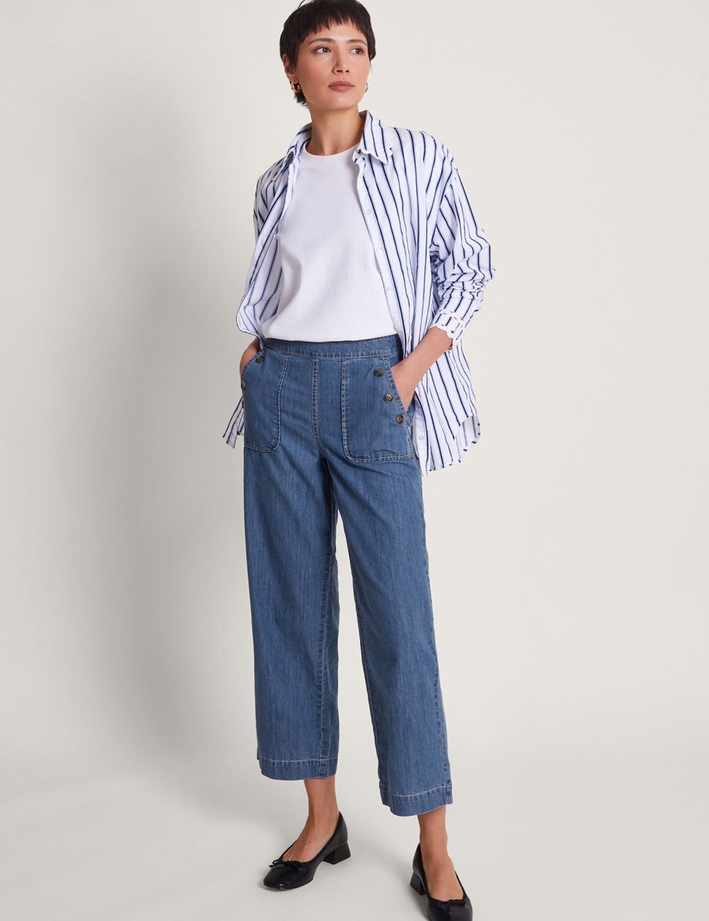 High Waisted Wide Leg Ankle Grazer Jeans 3 of 5