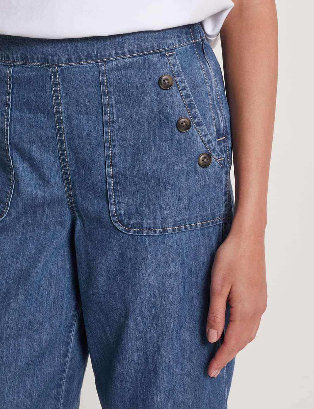 High Waisted Wide Leg Ankle Grazer Jeans 4 of 5