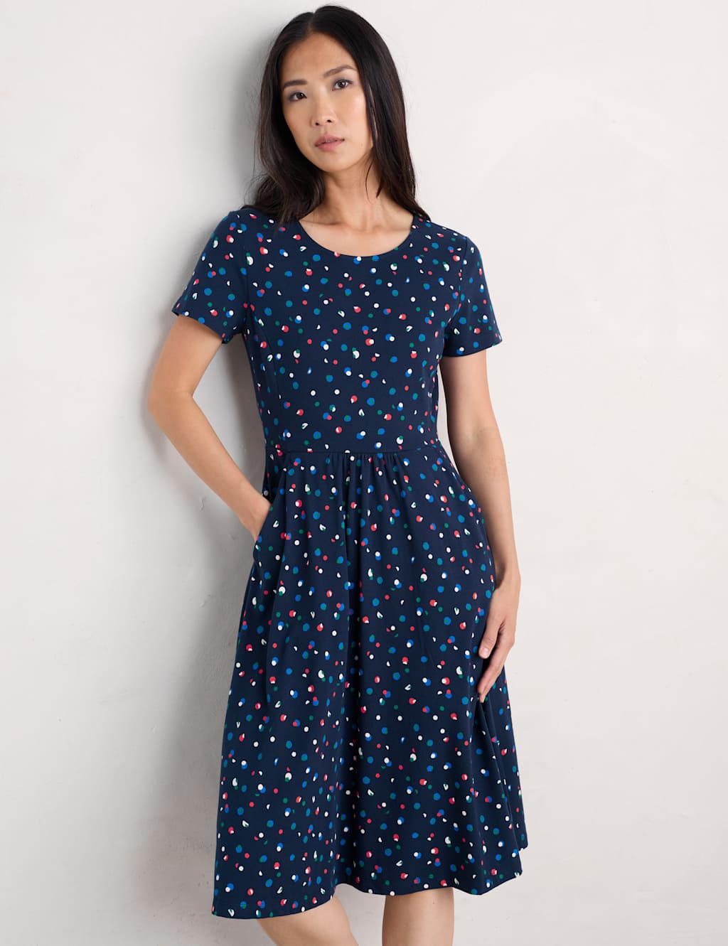 Cotton Rich Polka Dot Midi Skater Dress 3 of 4