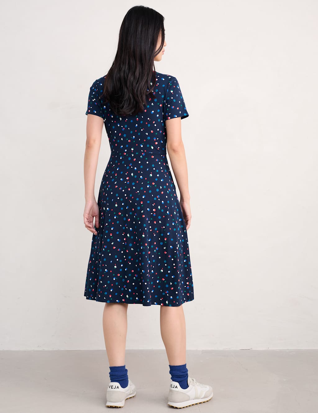 Cotton Rich Polka Dot Midi Skater Dress 4 of 4