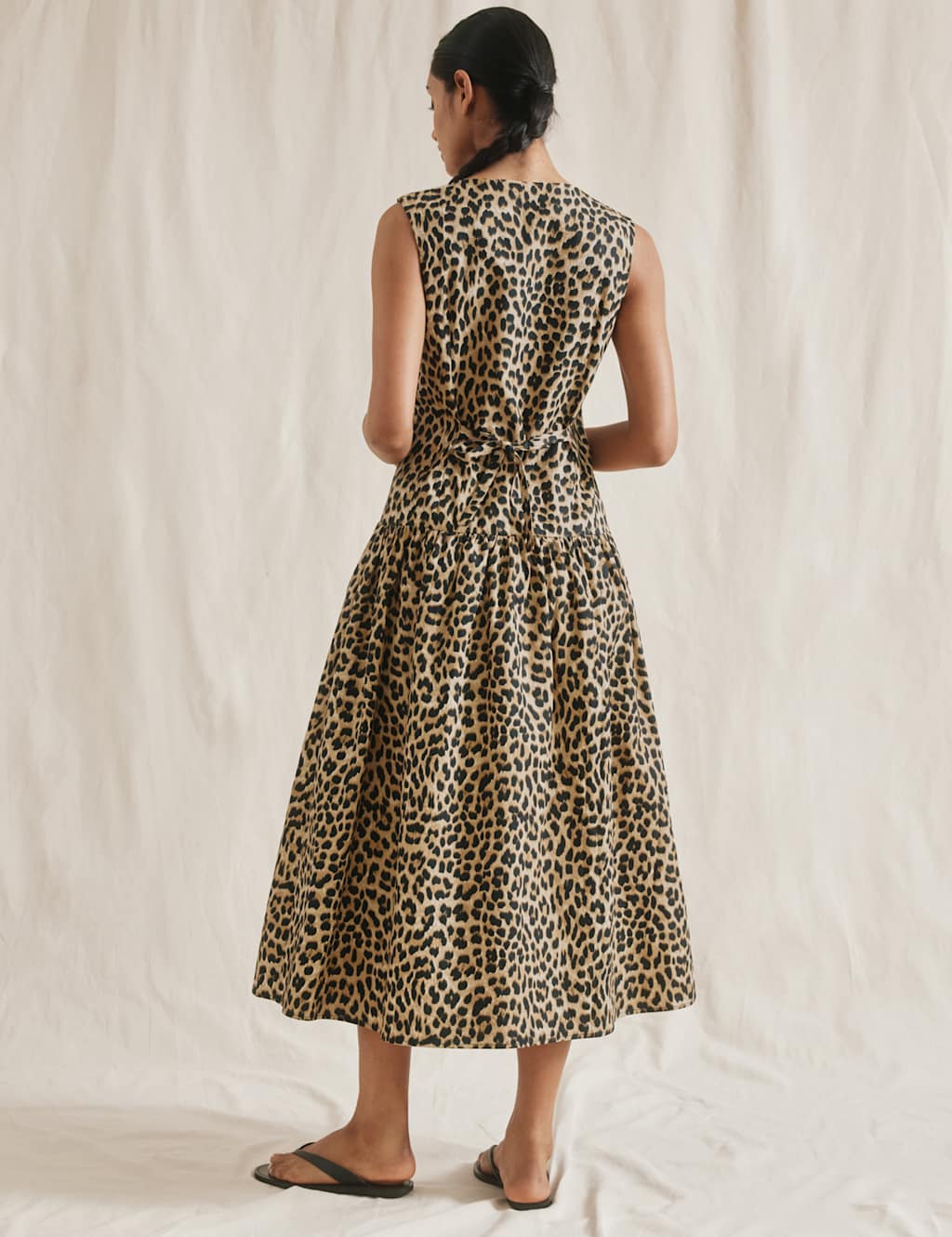 Pure Cotton Animal Print Midi Waistcoat Dress 3 of 6