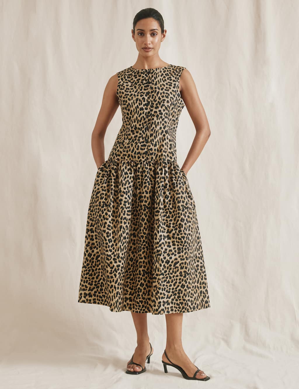 Pure Cotton Animal Print Midi Waistcoat Dress 4 of 6