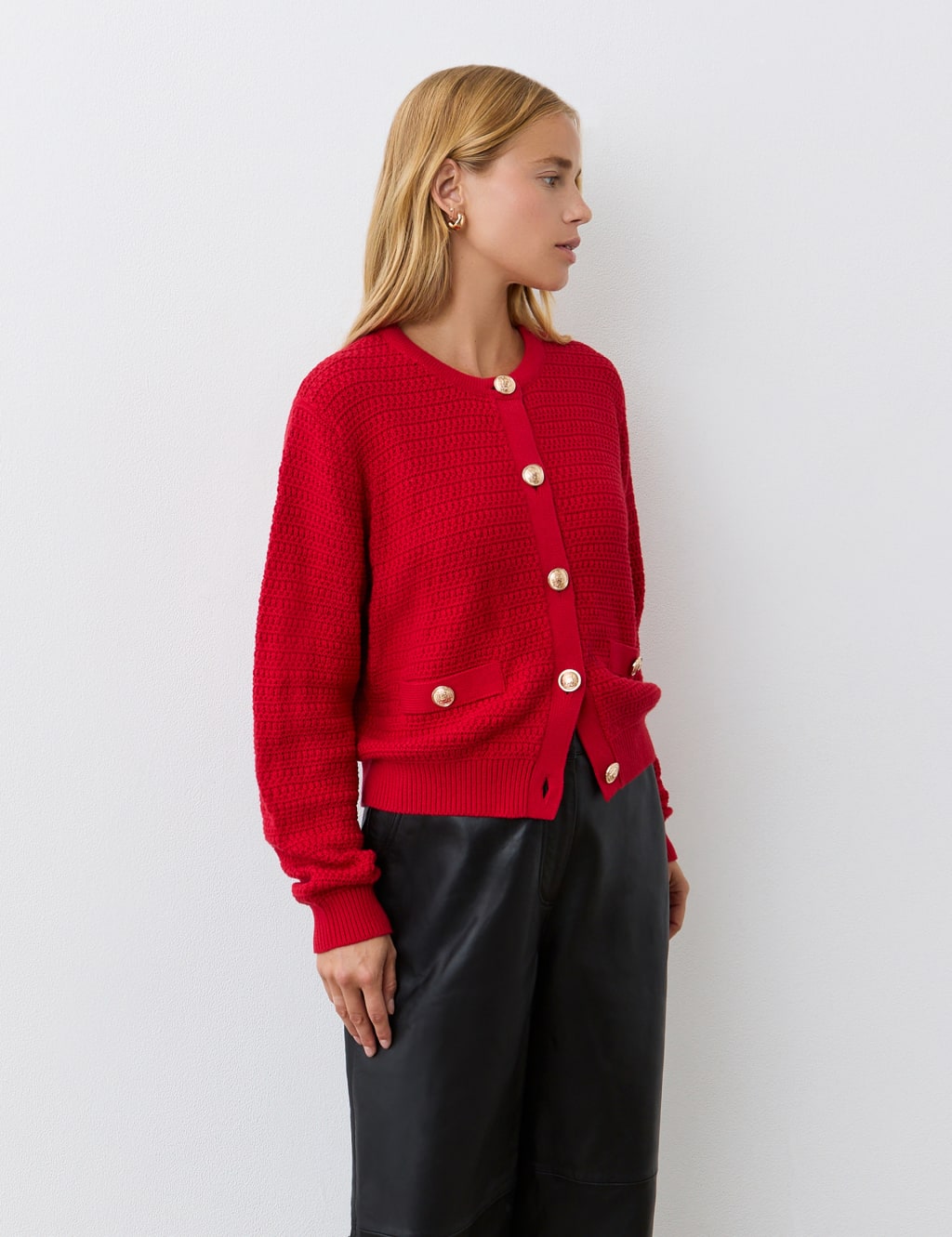 Pure Cotton Textured Button Front Cardigan 2 of 4