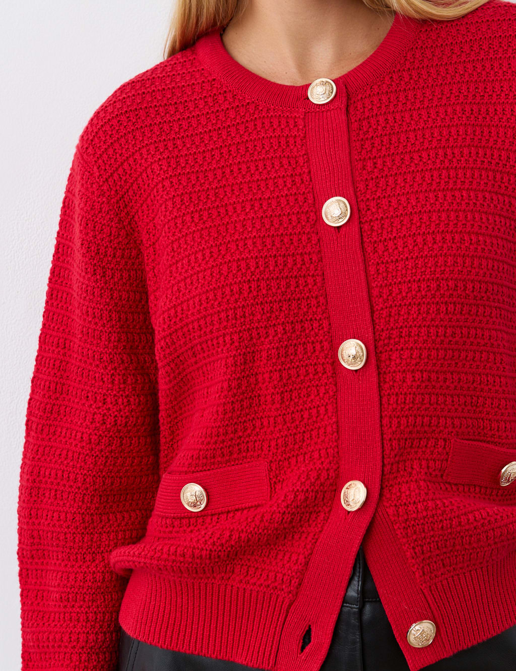 Pure Cotton Textured Button Front Cardigan 3 of 4