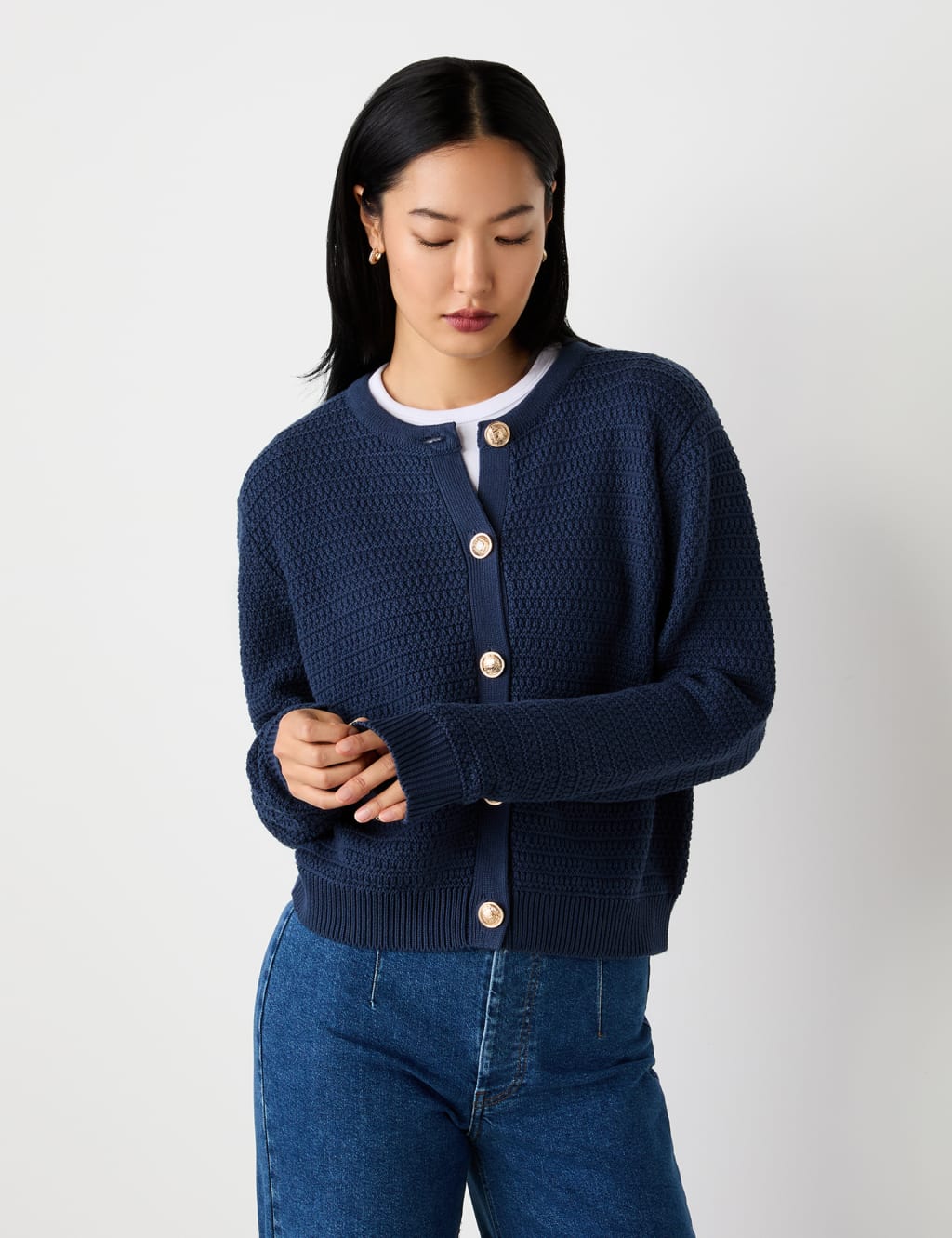 Pure Cotton Textured Button Front Cardigan 2 of 4