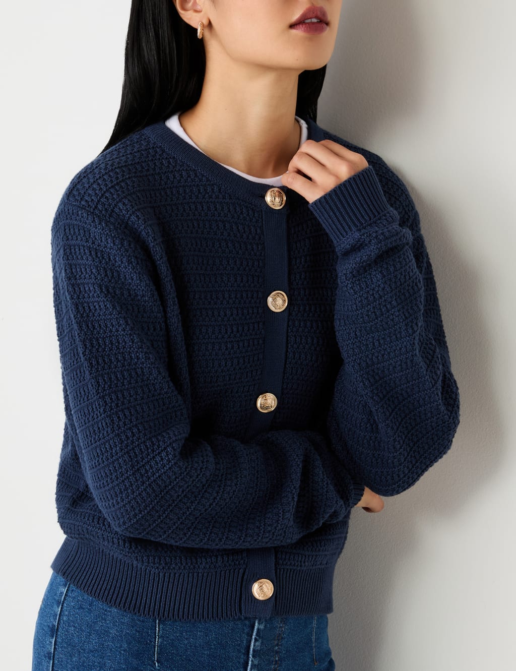 Pure Cotton Textured Button Front Cardigan 3 of 4