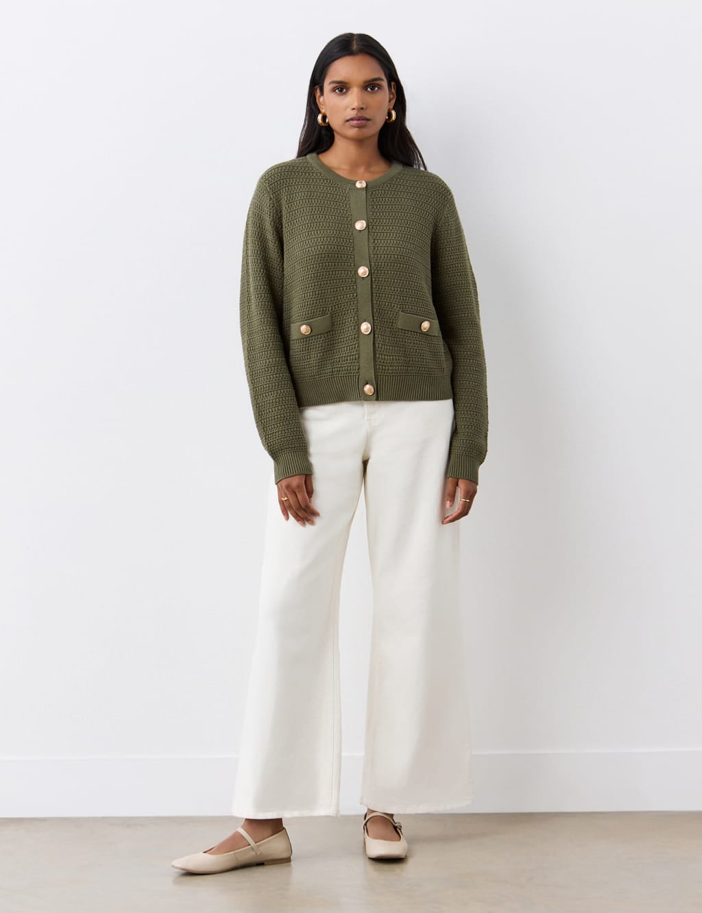 Pure Cotton Textured Button Front Cardigan 2 of 4
