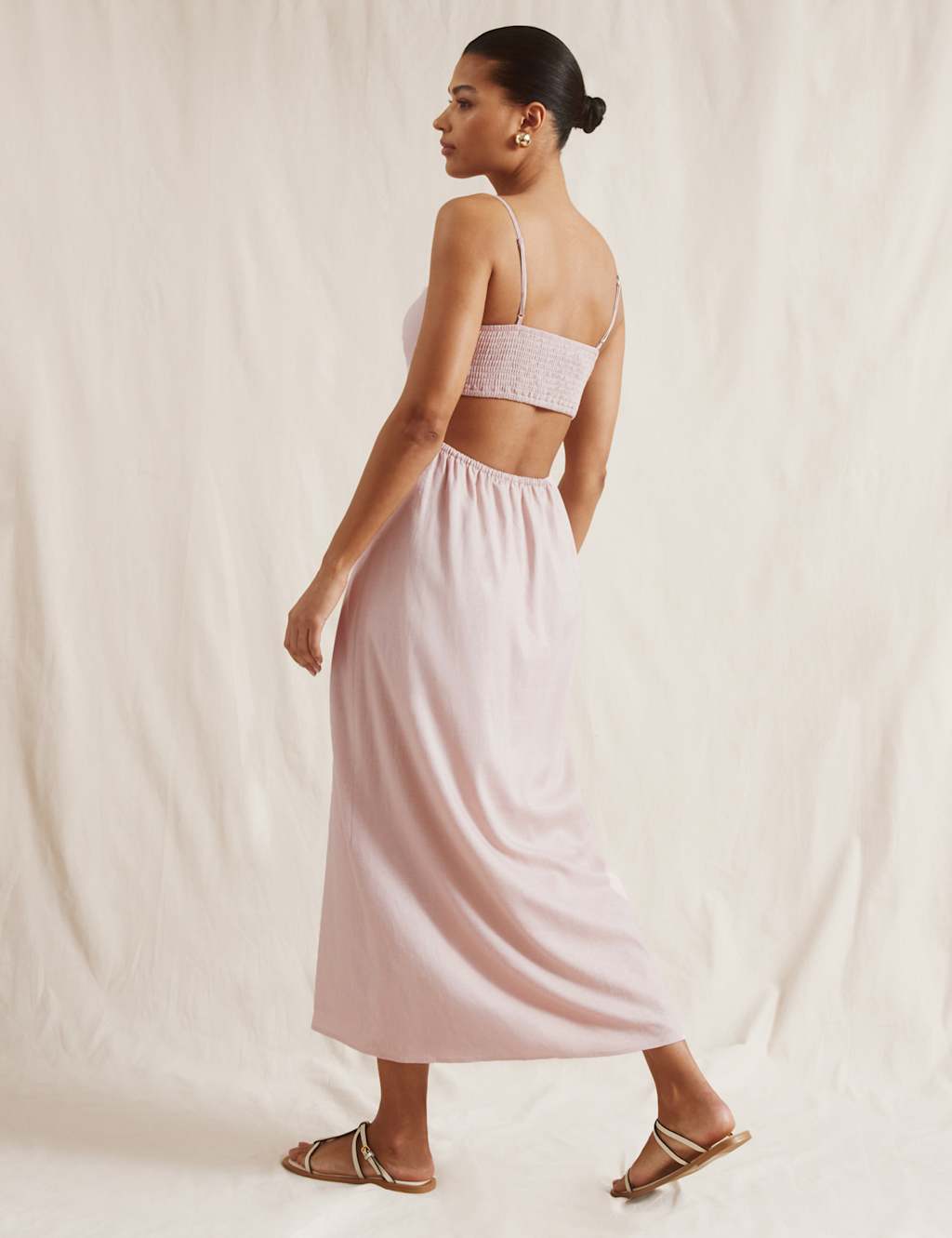 Linen Blend Midi Slip Dress 3 of 4