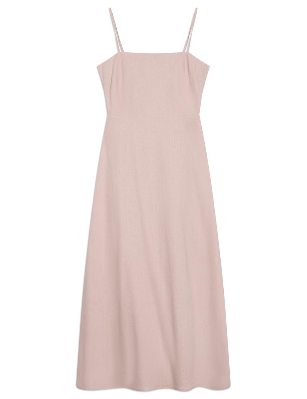 Linen Blend Midi Slip Dress 2 of 4