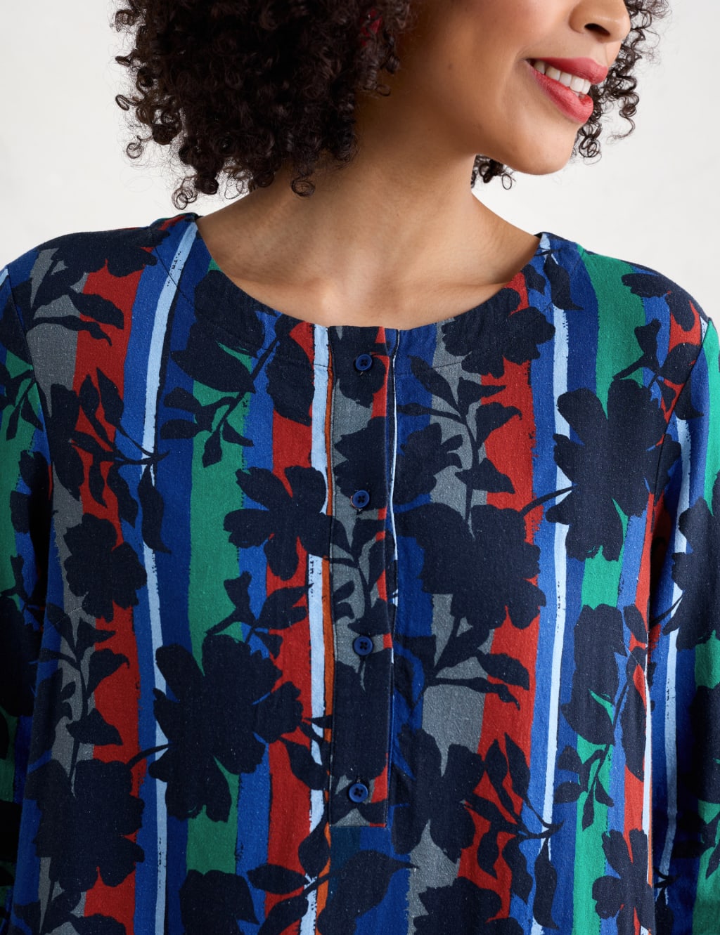 Linen Rich Floral Midi Shift Dress 4 of 4