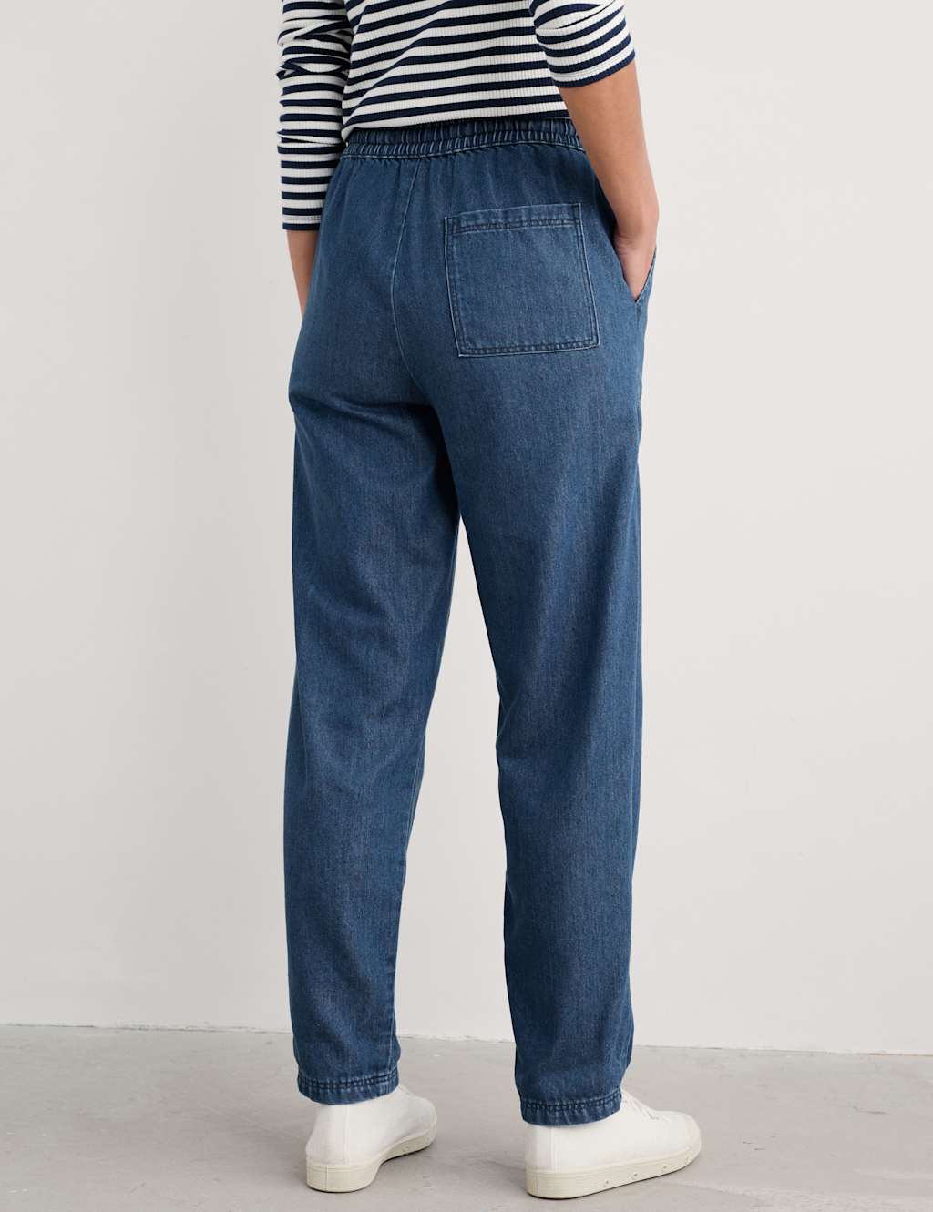 Denim Tapered Trousers with Linen 4 of 4