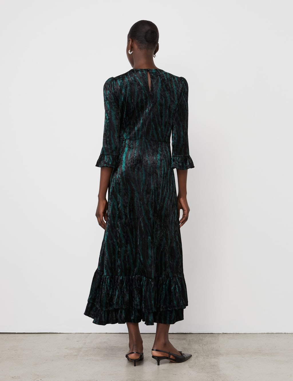 Animal Print Velvet Midi Tiered Dress 3 of 5