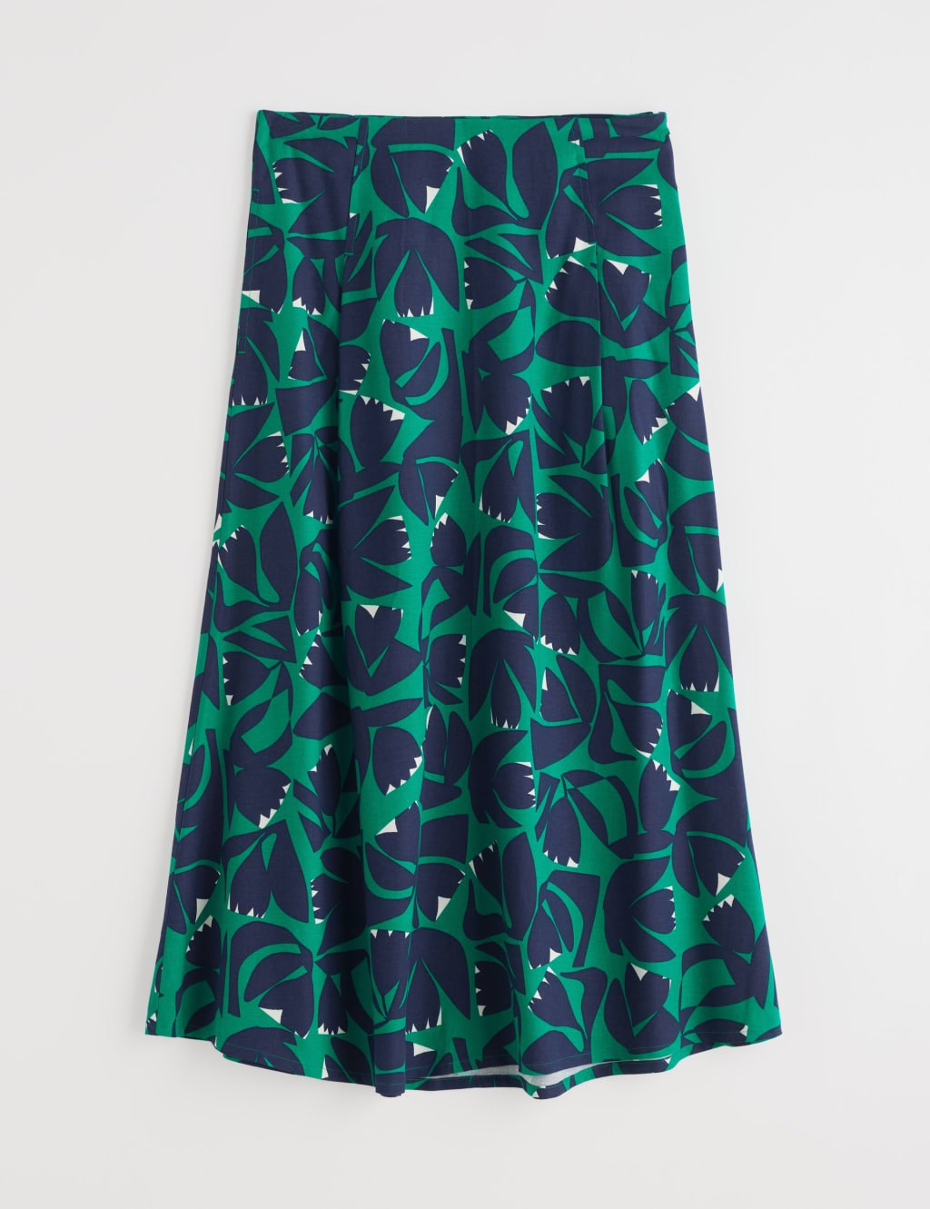 Floral Midi A-Line Skirt with Linen 2 of 4