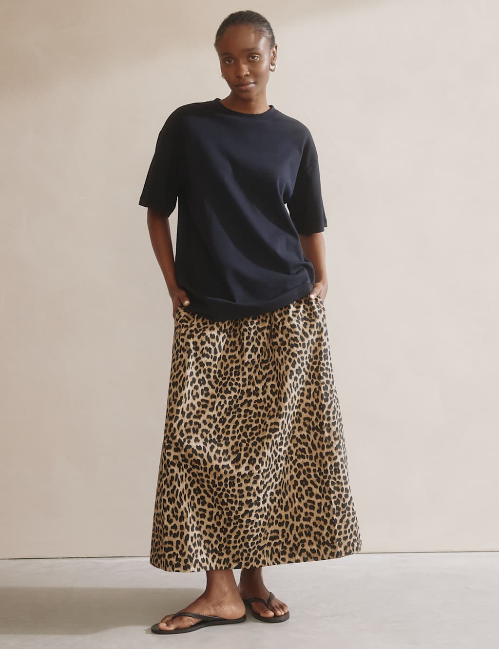 Pure Cotton Animal Print Midaxi A-Line Skirt 3 of 6