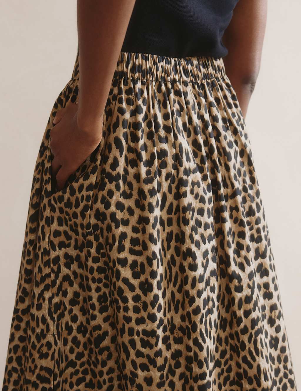 Pure Cotton Animal Print Midaxi A-Line Skirt 4 of 6
