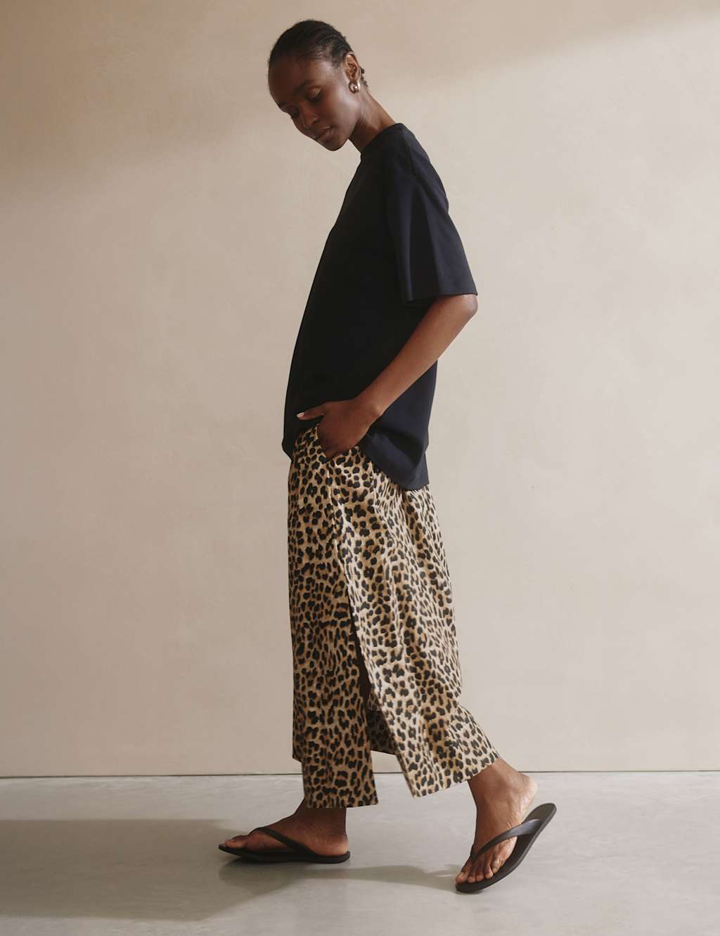 Pure Cotton Animal Print Midaxi A-Line Skirt 5 of 6