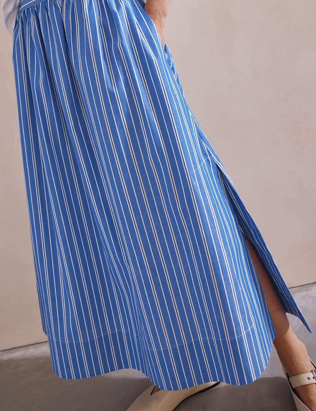 Cotton Rich Striped Midaxi Skirt 3 of 5