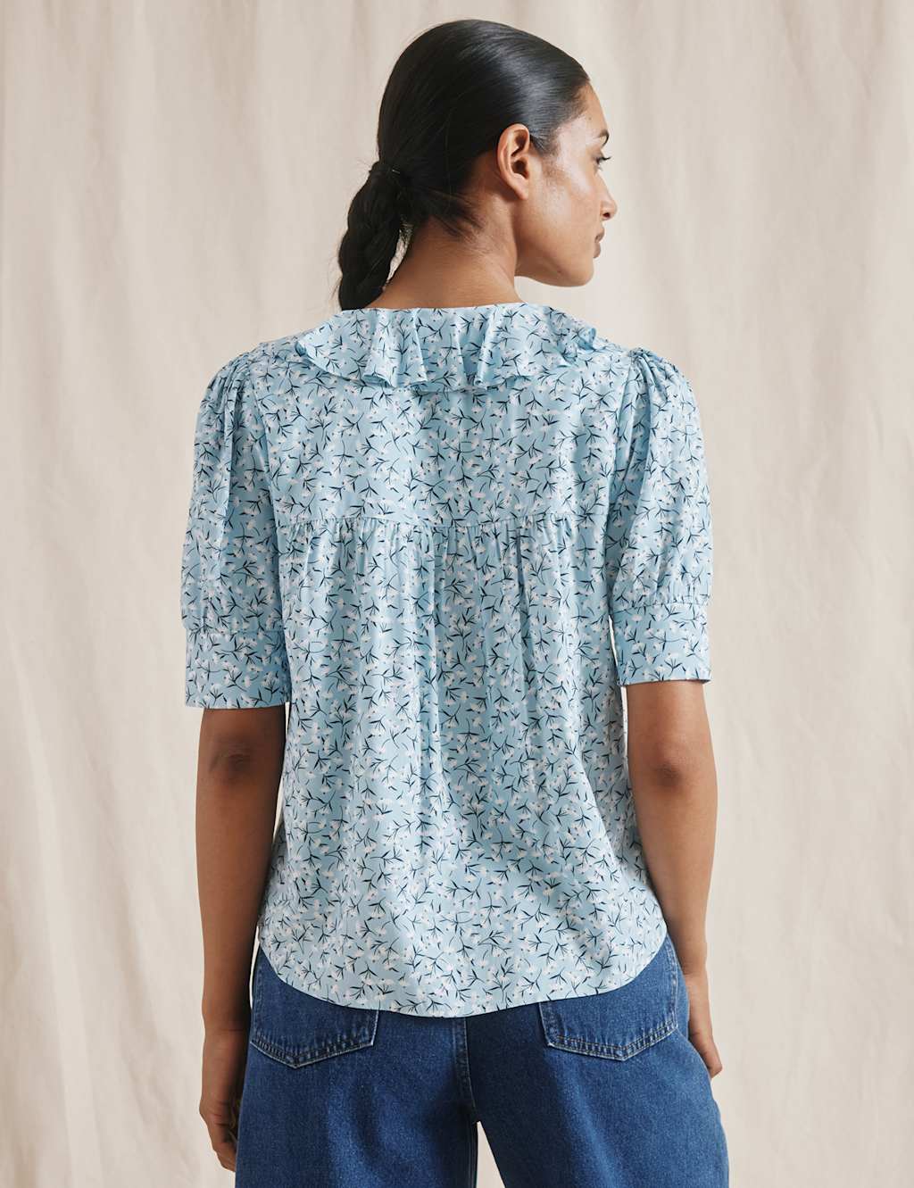 Floral Print Notch Neck Ruffle Blouse 3 of 4