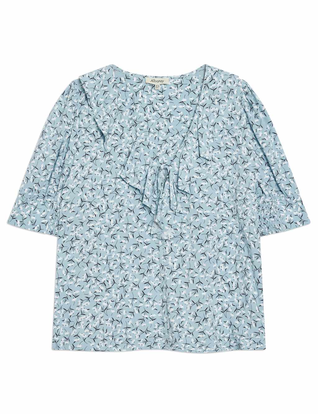 Floral Print Notch Neck Ruffle Blouse 2 of 4
