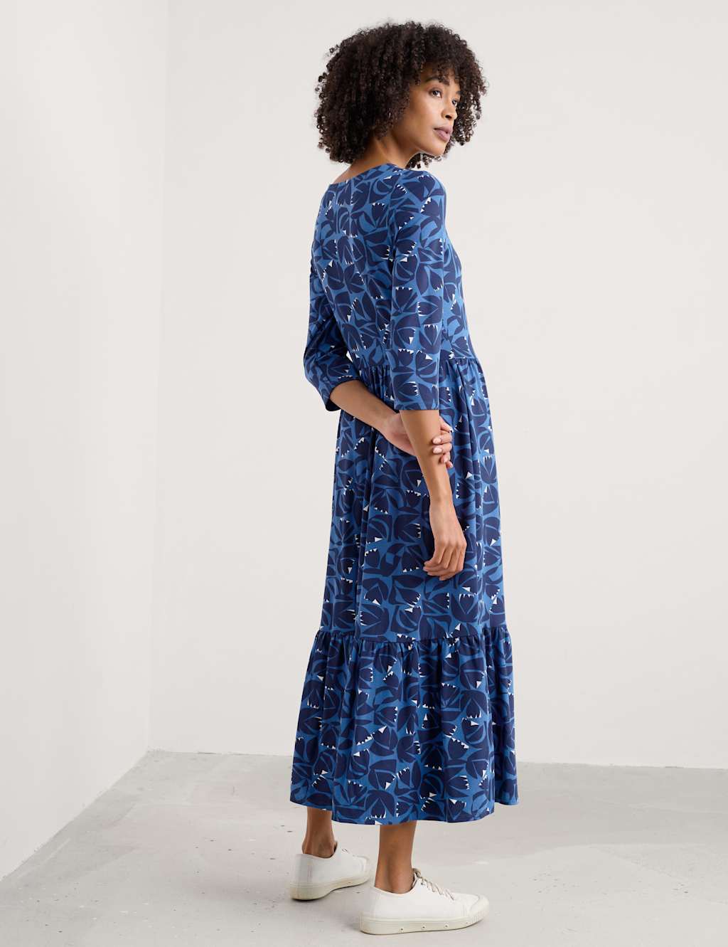 Cotton Blend Floral Midaxi Tiered Dress 4 of 4
