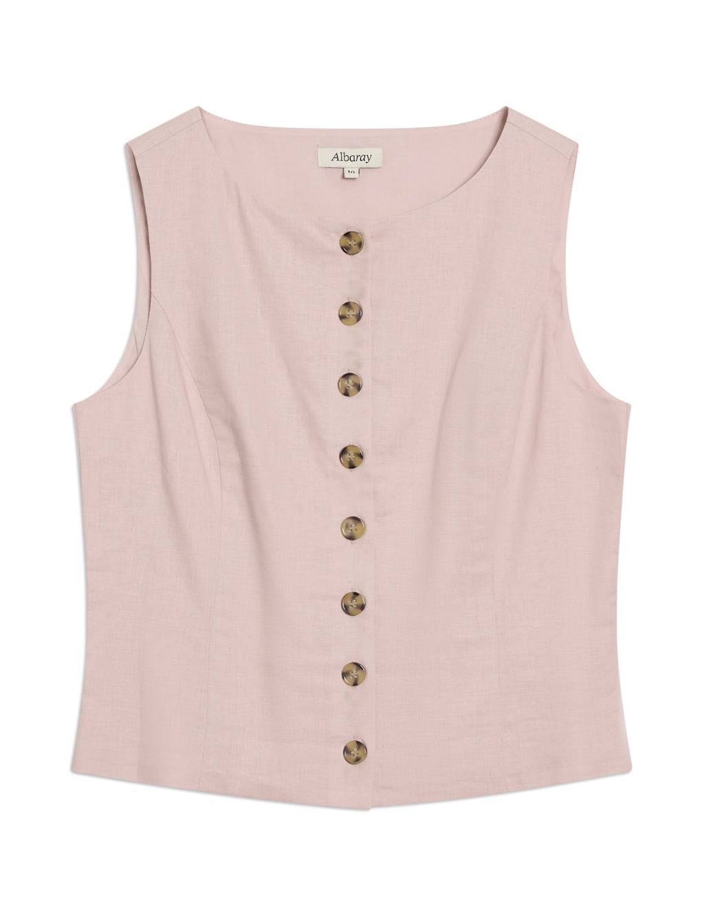Linen Blend Single Breasted Cropped Waistcoat 2 of 5