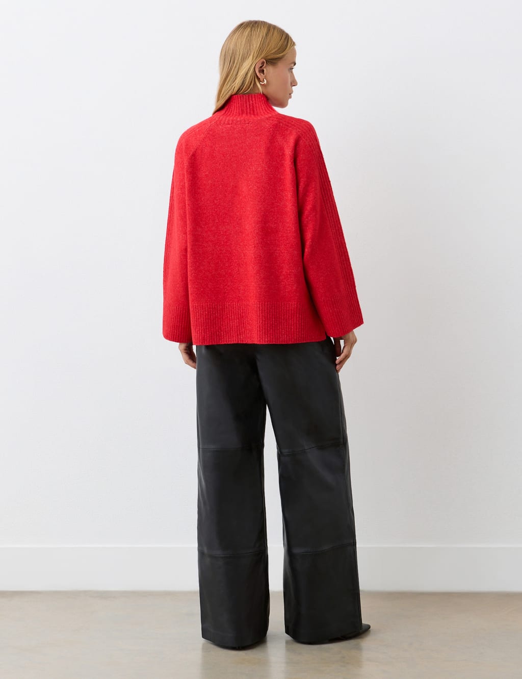 Roll Neck Ribbed Sleeve Jumper with Wool 2 of 4