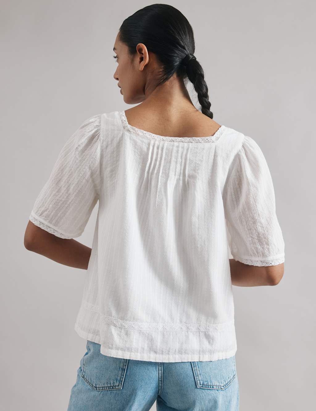 Pure Cotton Square Neck Button Through Blouse 3 of 4