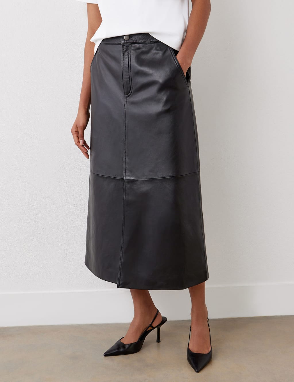 Marks and spencer black leather skirt top