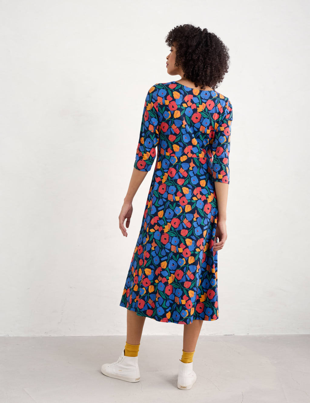 Cotton Rich Floral Midi Skater Dress 4 of 4