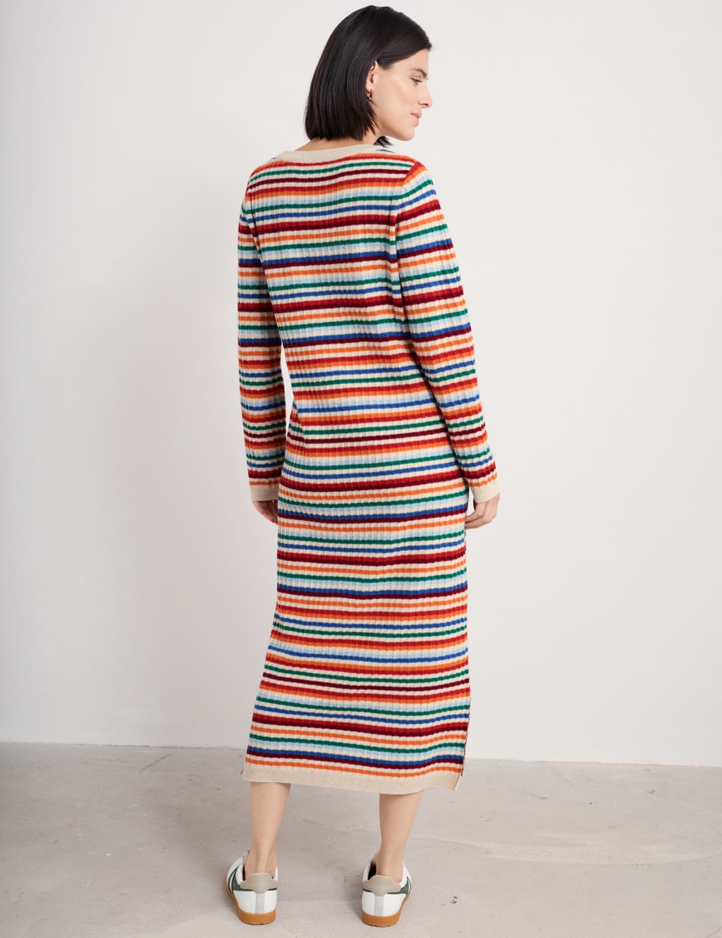 Merino Wool Rich Striped Midaxi Jumper Dress 4 of 4