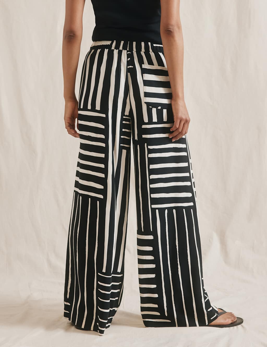 Linen Blend Striped Wide Leg Trousers 3 of 6