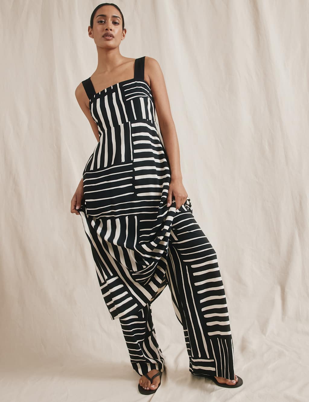 Linen Blend Striped Wide Leg Trousers 5 of 6