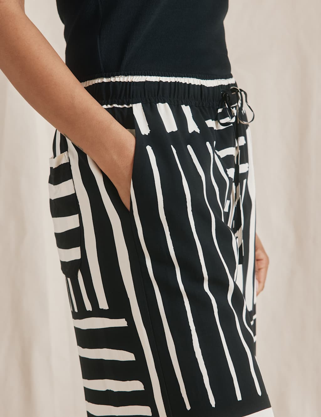 Linen Blend Striped Wide Leg Trousers 6 of 6