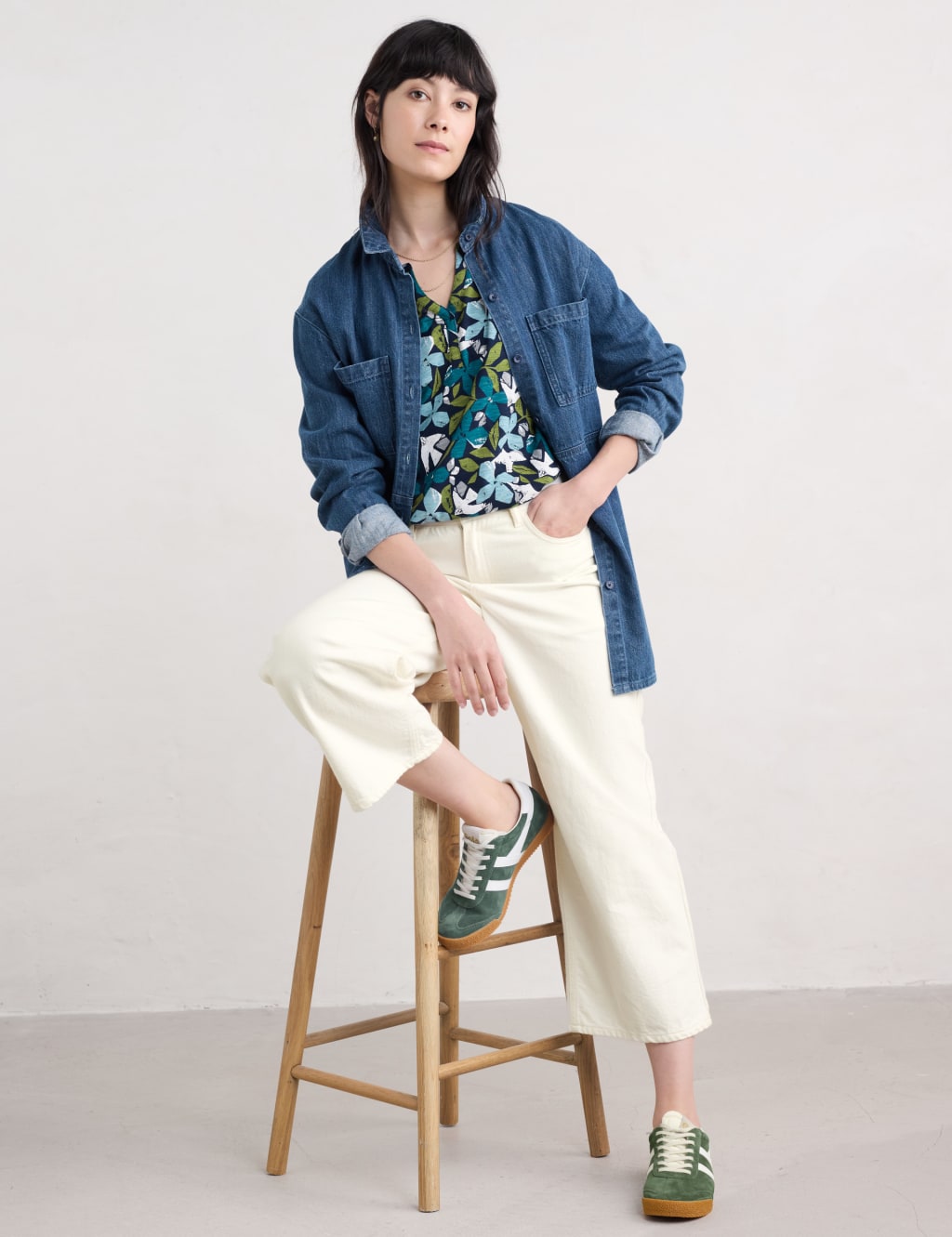 Pure Cotton Floral Slim Fit Notch Neck Top 3 of 4