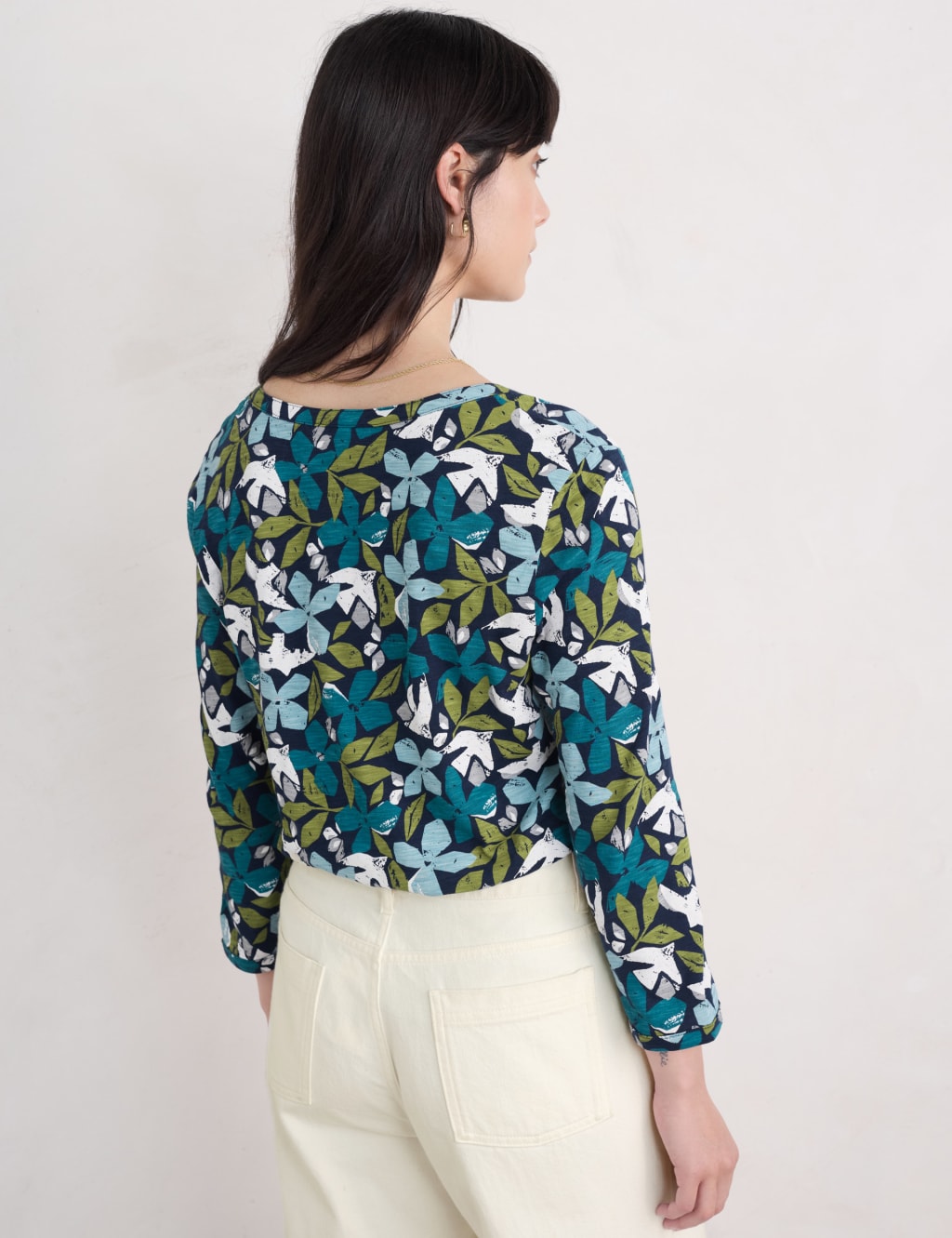 Pure Cotton Floral Slim Fit Notch Neck Top 4 of 4