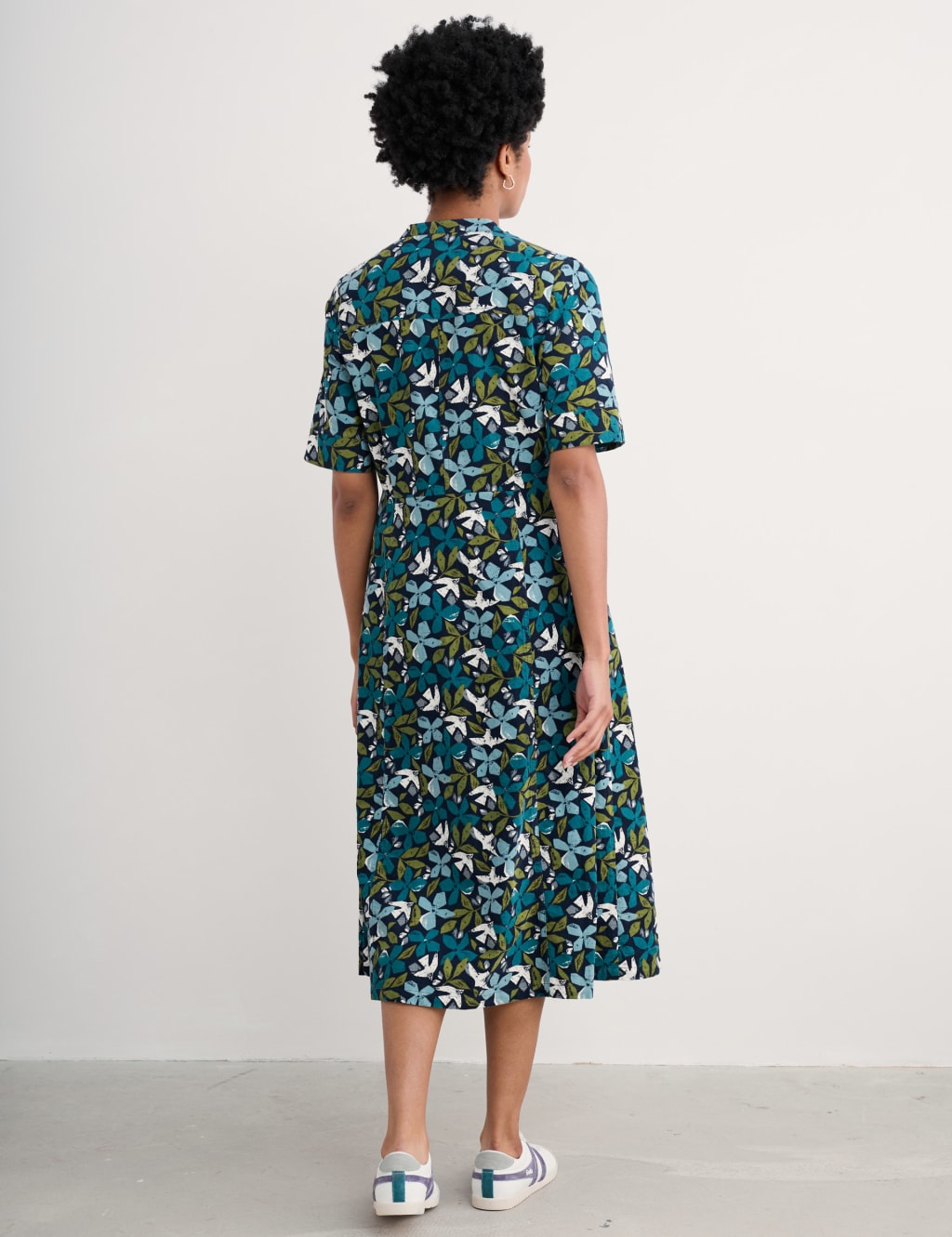 Pure Cotton Floral Notch Neck Midi Dress 4 of 4