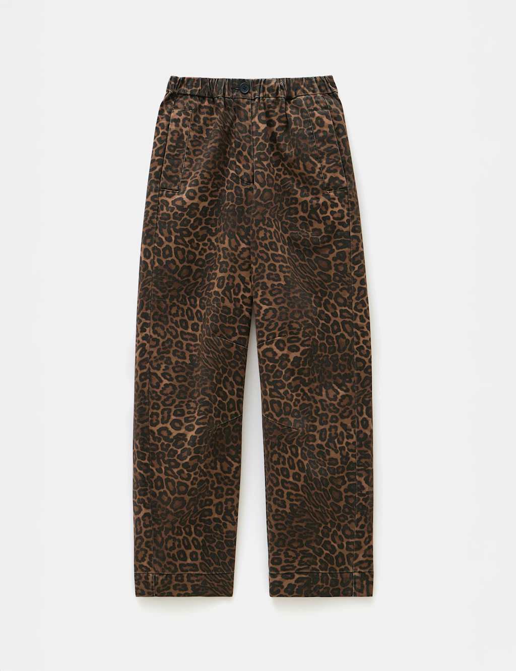 Pure Cotton Leopard Print Barrel Leg Trousers 2 of 5