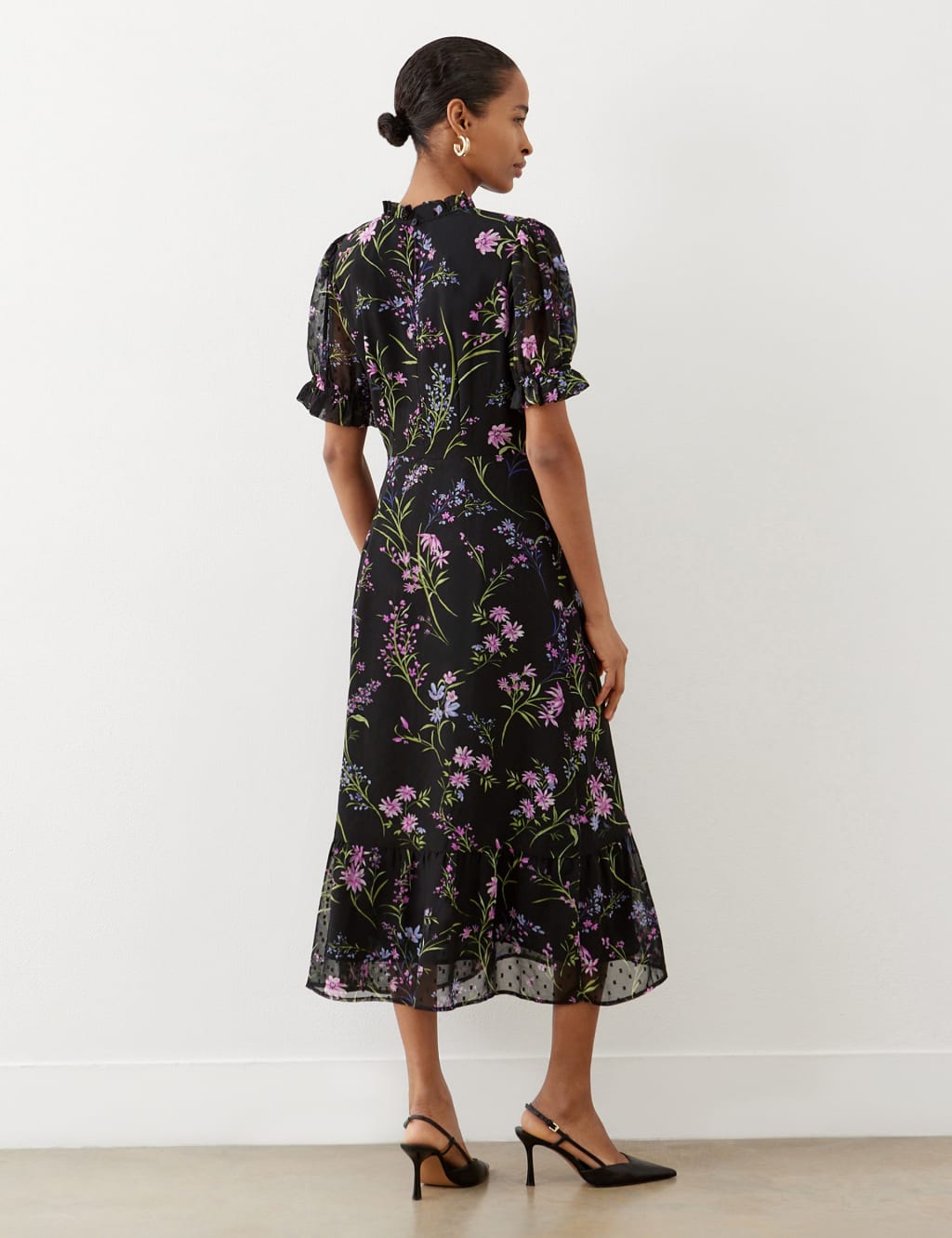 Floral Frill Sleeve Midi Tea Dress 3 of 4