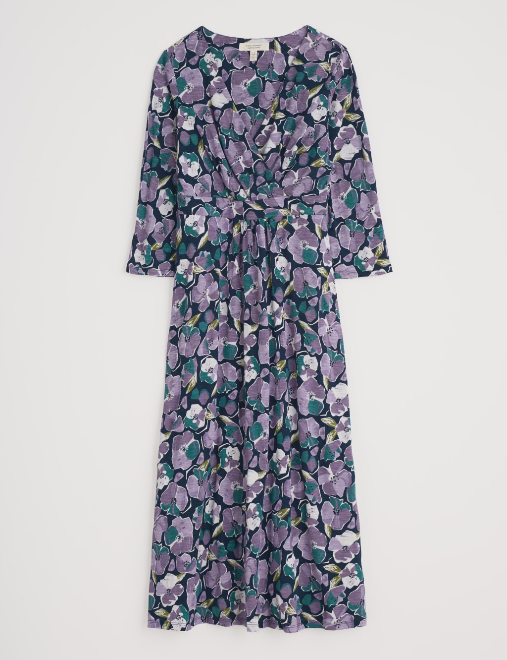 Pure Cotton Floral V-Neck Midi Wrap Dress 2 of 4
