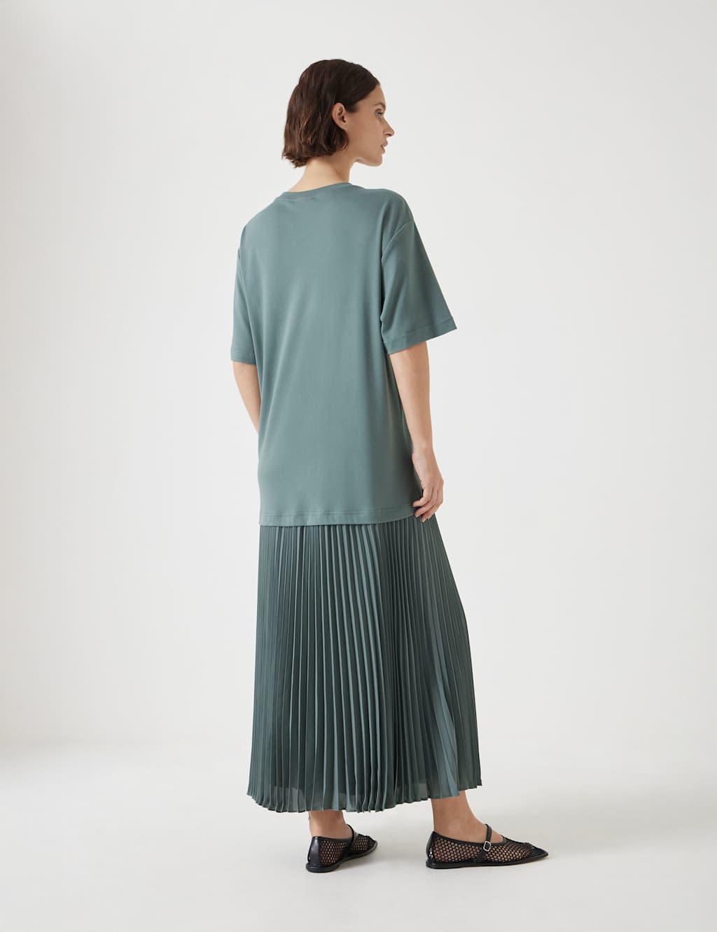 Esme Cotton Rich Pleated Midi T-Shirt Dress 4 of 5