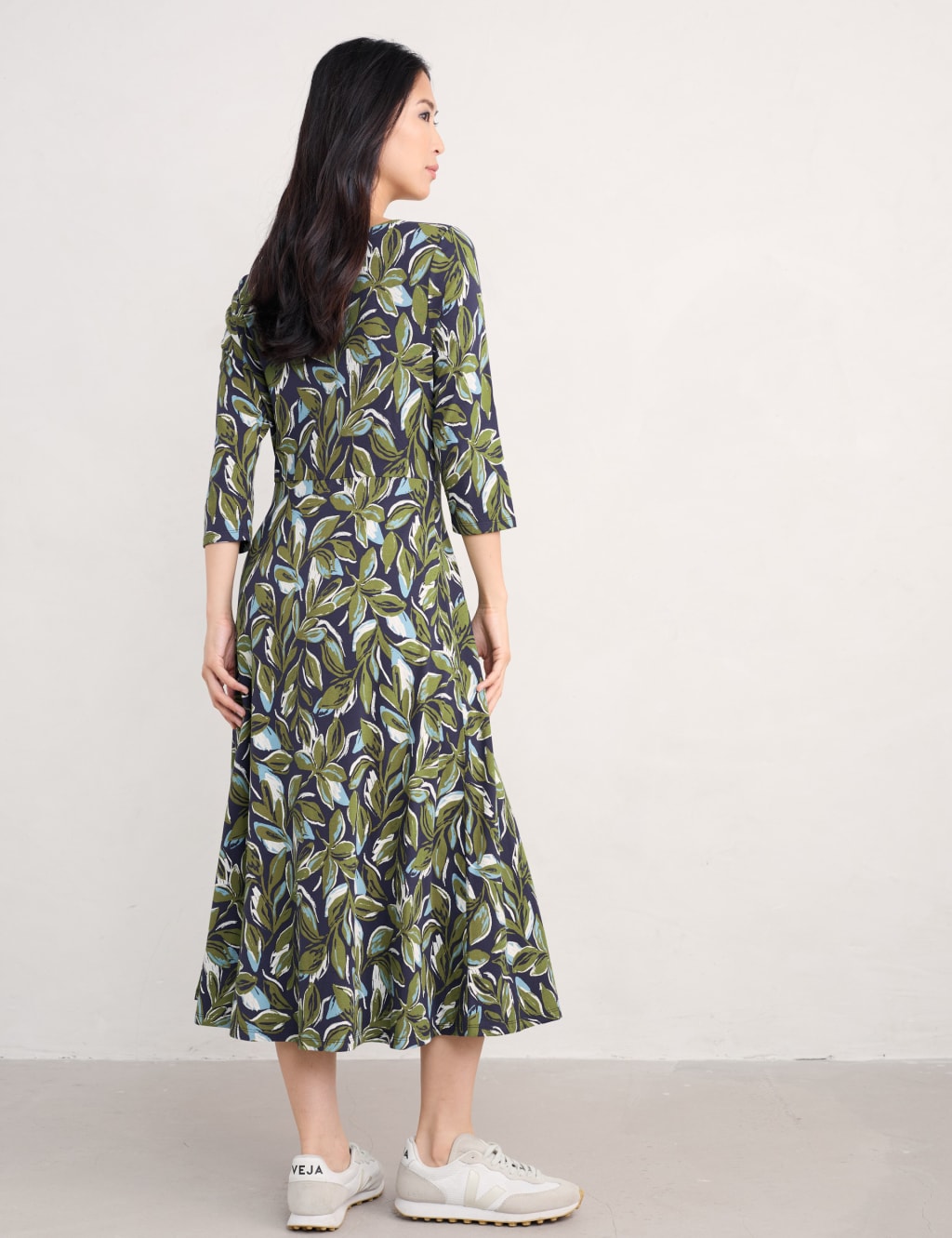 Cotton Rich Floral Slash Neck MidiDress 3 of 4